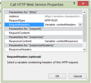 Properties window for the Call Web Service action.