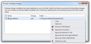 Creating a tfignore file using the IDE.