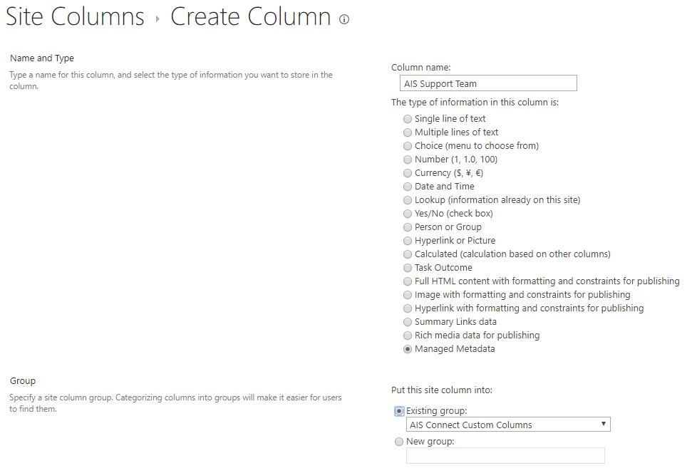 content columns screenshot