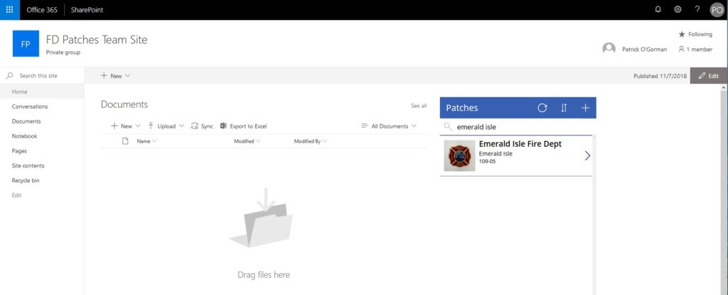 Screenshot of PowerApp in SharePoint