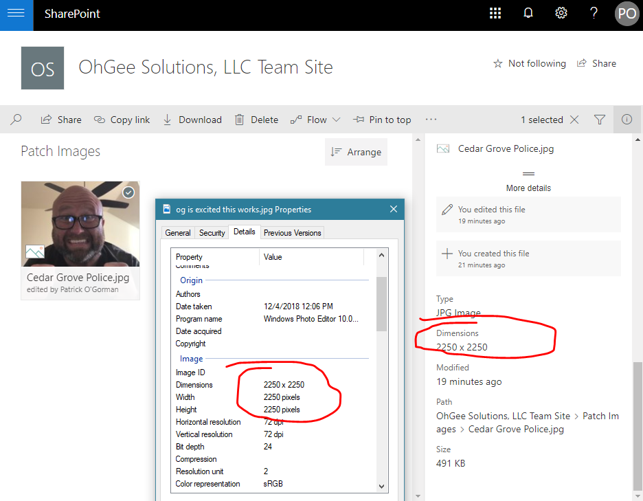 Comparing image file sizes