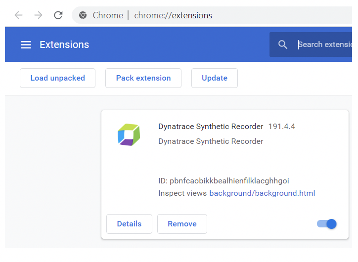 Install the Dynatrace Synthetic Recorder Chrome extension