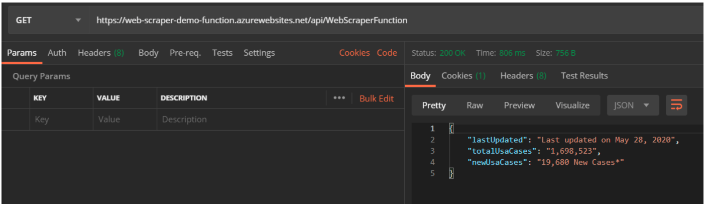 Test out the Azure Function
