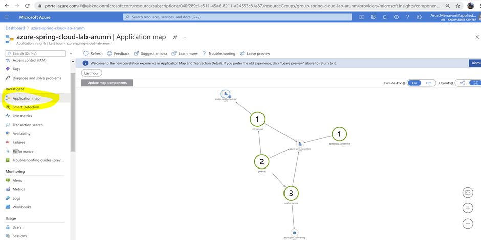 Application Map on Azure Application Insights