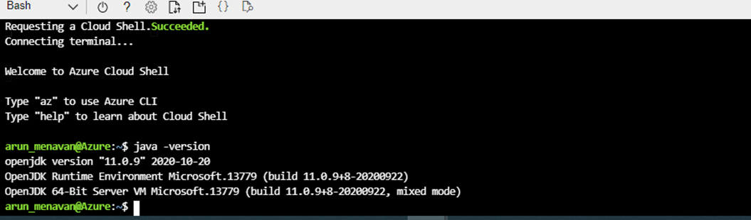 Microsoft Build of OpenJDK on Azure Cloud Shell