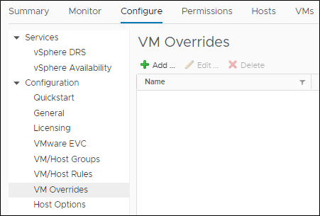 Configure VM Override 