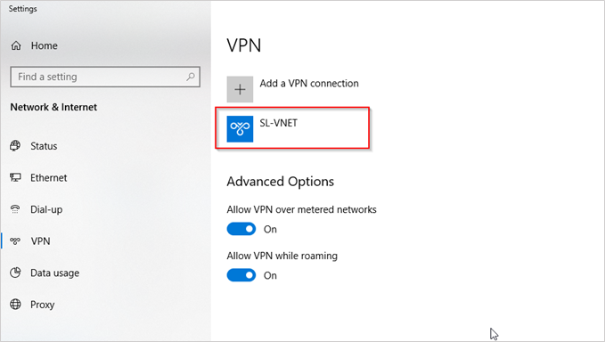 New VPN connection
