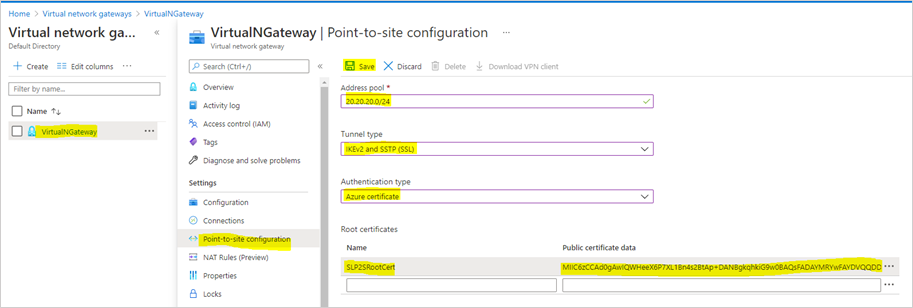 Point to Site configuration