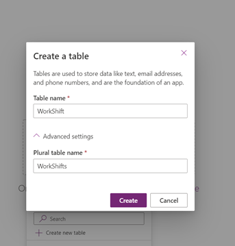 Create a Table