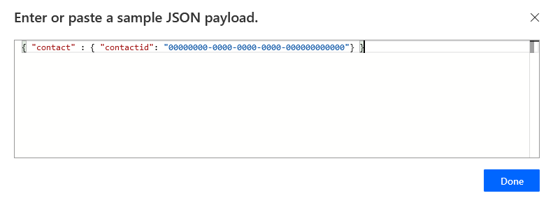 Enter or paste a sample JSON payload