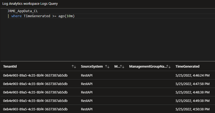 Log Analytics workspace logs query