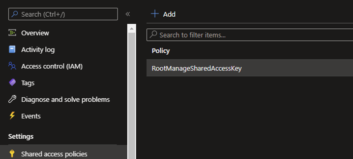 Root Manager Shared Access Key