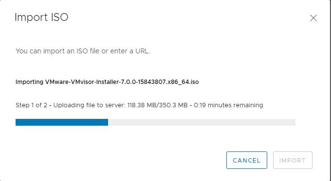 Import ISO of Lifecycle Manager