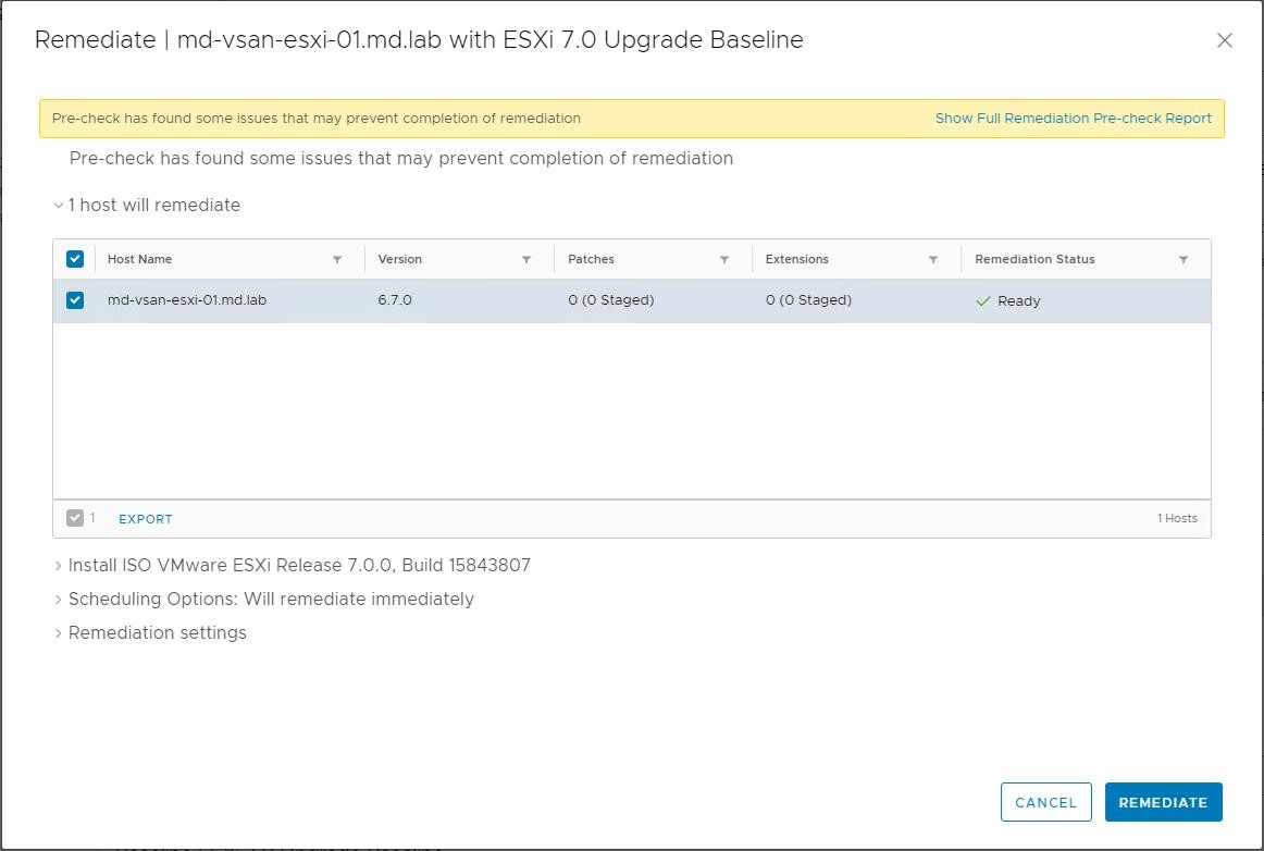Upgrade ESXi for Compliance