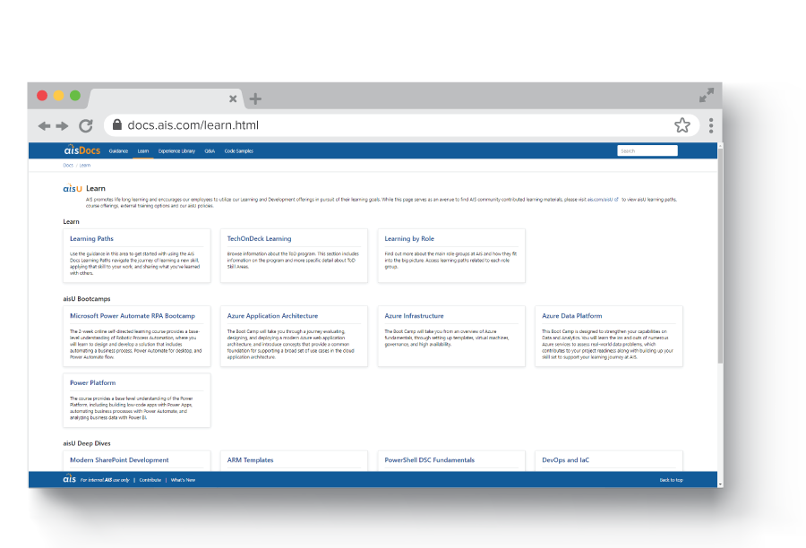 aisU Learning Paths Screenshot Oct 2022