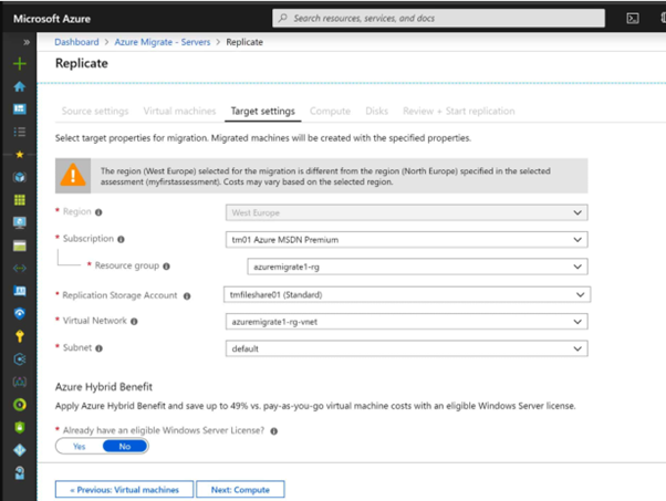 Target Settings for Migration