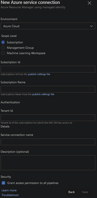 Azure Resource Manager using Managed Security