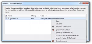 Creating a tfignore file using the IDE.
