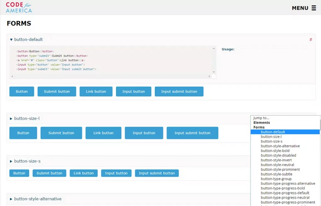 Code For America Pattern Library Example Form Elements
