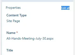 Content properties screenshot