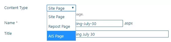 Changing a page type in SharePoint