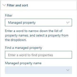 Filter and Sort managed properties