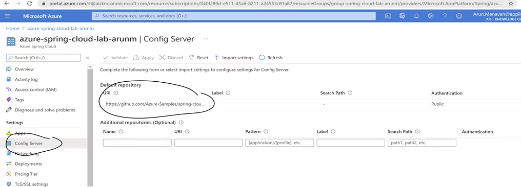 Azure Spring Cloud Config Server