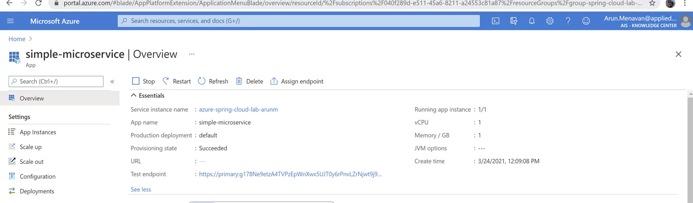 Sample application deployed view
