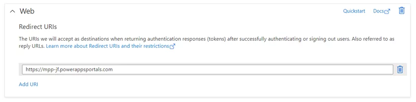 Redirect URIs Web