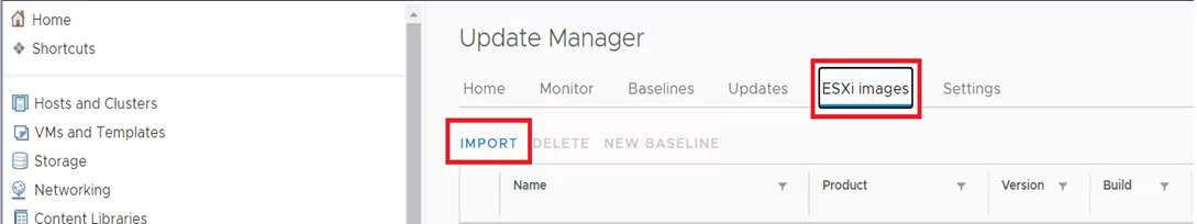 Import image with ESXi 