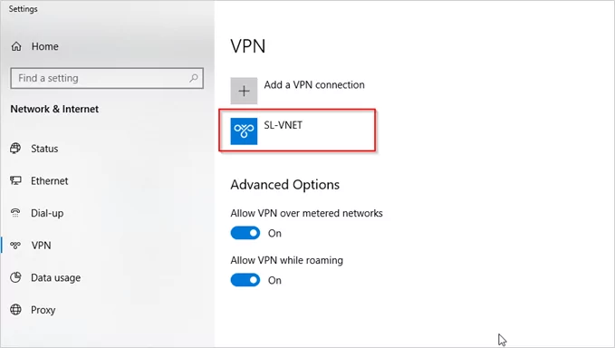 New VPN connection