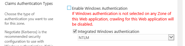 Claims Authentication Types