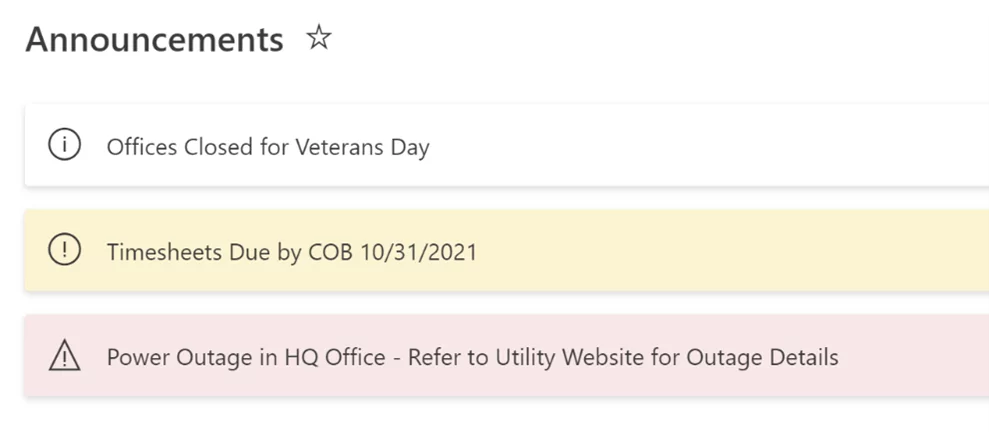 List View for Announcements
