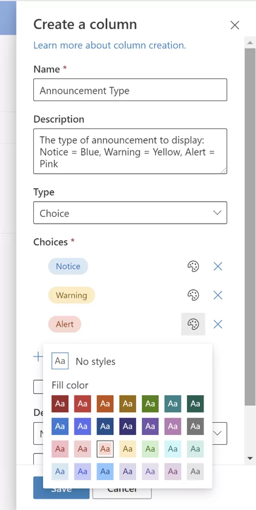 Customize Column Color