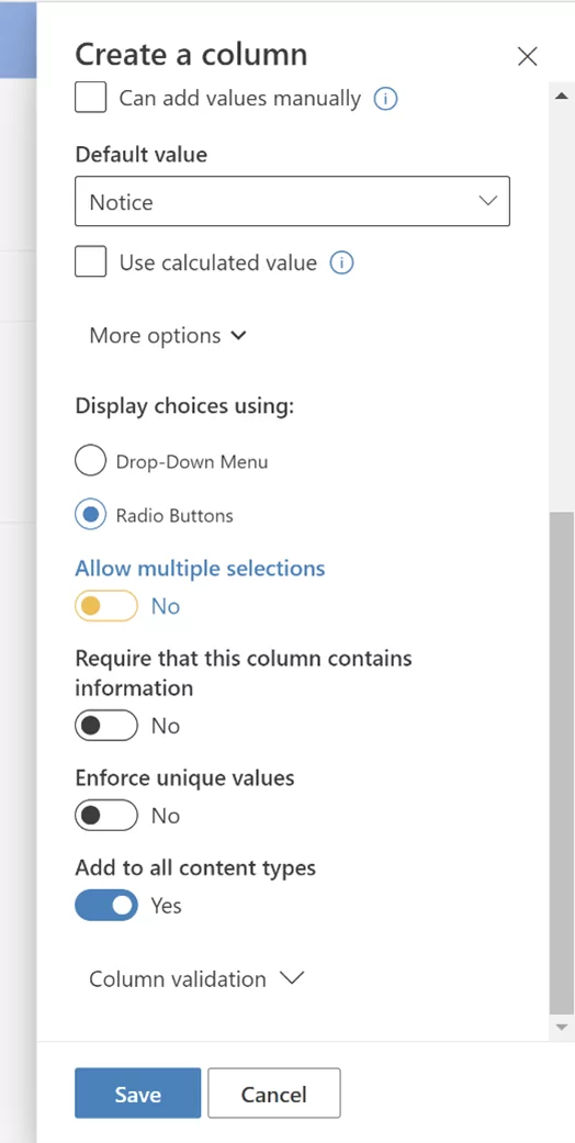 Create a section for a link