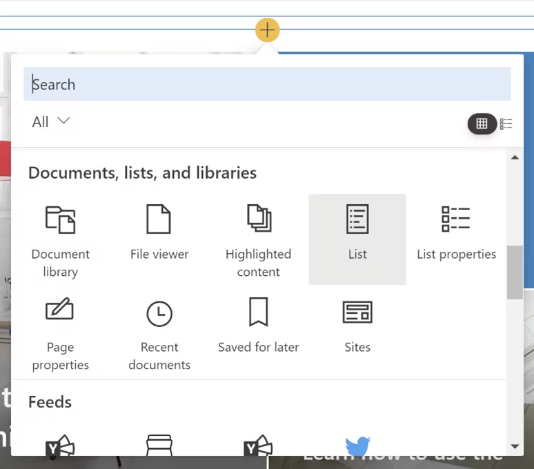 Choose the List web part