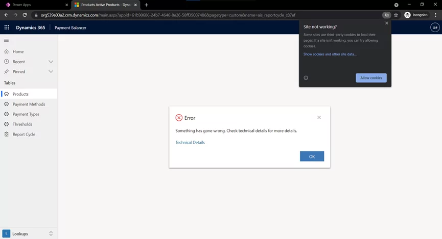 Dynamics 365 Error