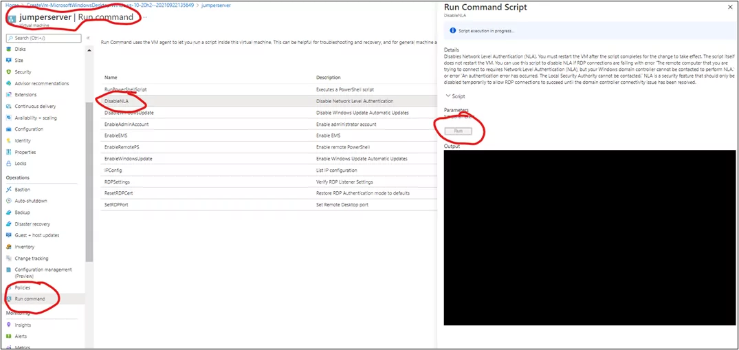 Disabling NLA configuration