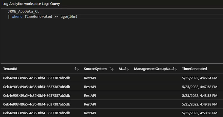 Log Analytics workspace logs query