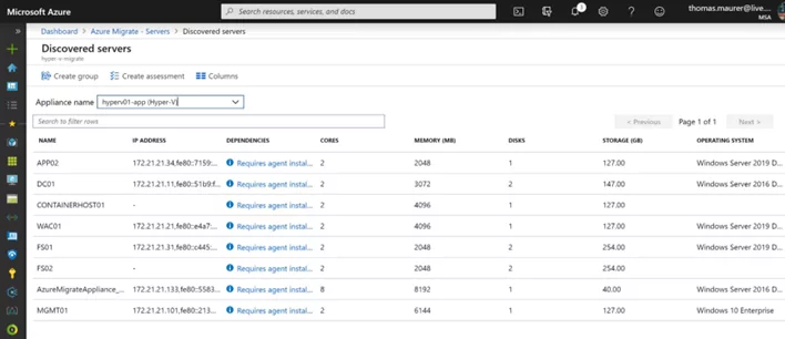 Hyper-V Migrate Discovered Servers