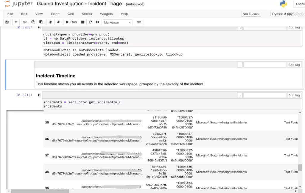 Guided Triage – Incidents Notebook - Incidents occurred during the selected time range