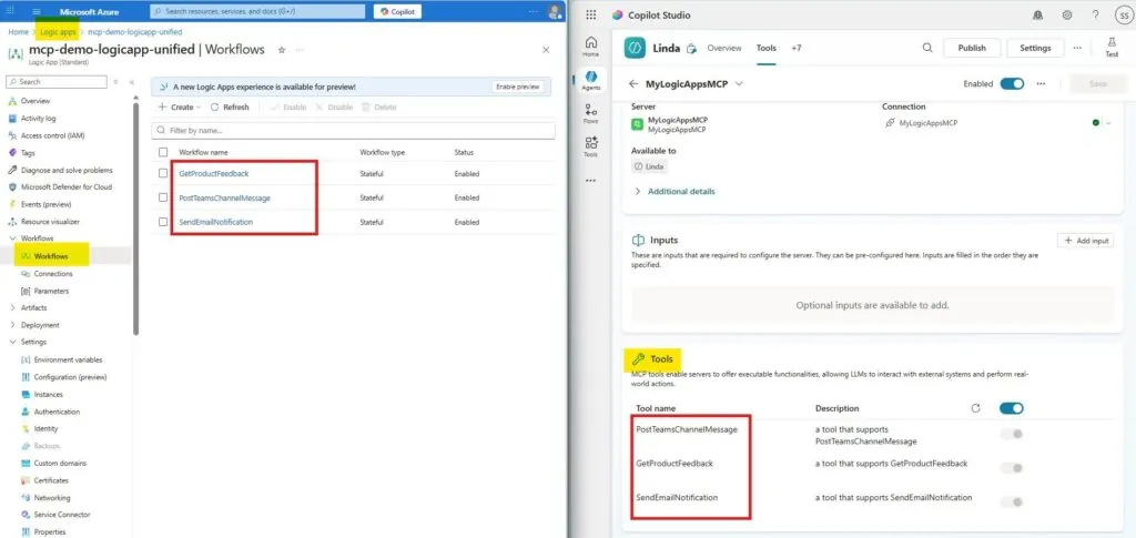 Azure portal and Copilot Studio view